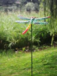 Vibrant Metal Dragonfly Garden Decor Stake - thumbnail 3