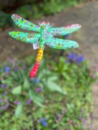 Vibrant Metal Dragonfly Garden Decor Stake