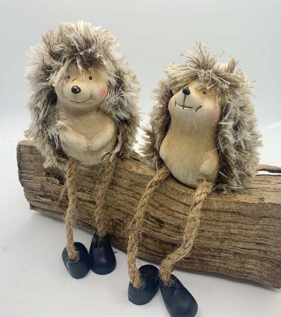 Shelf Sitting Pair of fluffy Rock Star Hedgehogs - image 1