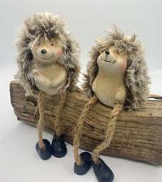 Shelf Sitting Pair of fluffy Rock Star Hedgehogs - thumbnail 1