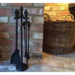 Fireplace Companion Set -  Acorn Design Black - thumbnail 2