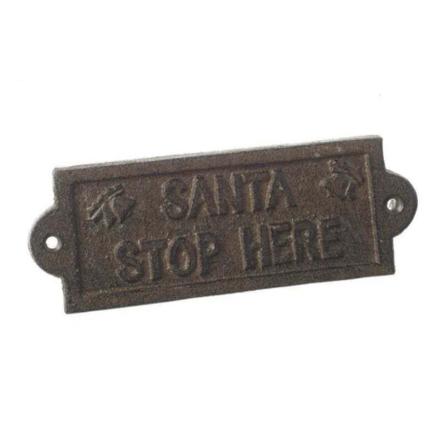 Santa Stop Here Mini Cast Iron Sign