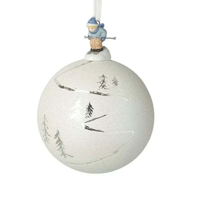 Luxury Hand Blown Glass Bauble Skier Top