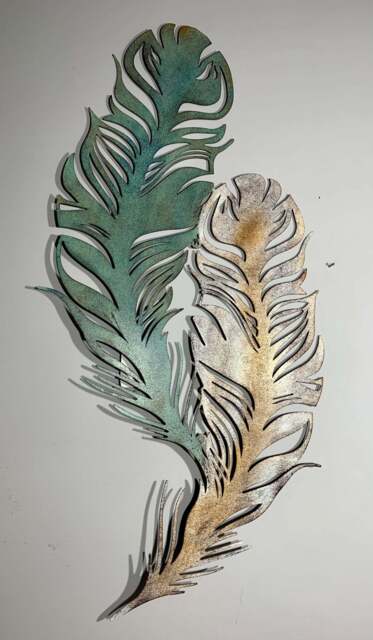 Jade Feather Metal Wall Art - image 1