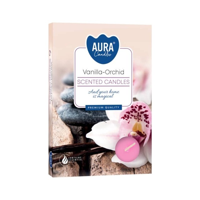 Vanilla & Orchid Scented Tealights Set of 6 - 4 Hour Burn Time Fragrance Candles