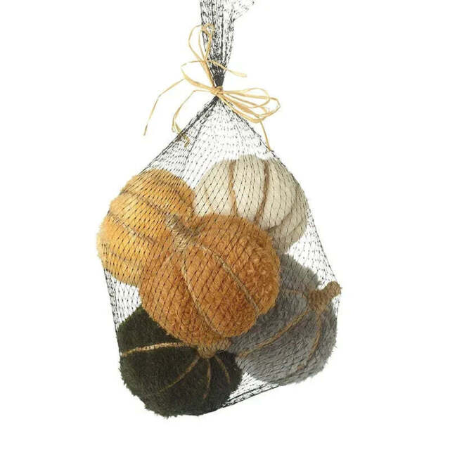 Fluffy Fabric Pumpkins - Set of Five