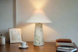 Green Thistles - Fabric Lamp - With Cone Shade - 43cm - thumbnail 4