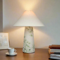Green Thistles - Fabric Lamp - With Cone Shade - 43cm - thumbnail 5
