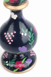 Navy Hand-Painted Wooden Candlestick Holder - Available in Two Sizes - thumbnail 3