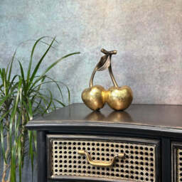 Gold Cherry Ornament – Decorative Cherry Sculpture for Modern Home Décor - thumbnail 2