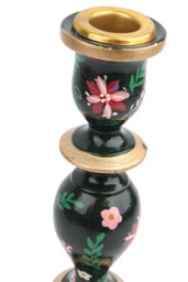 GREEN CANDLESTICK HOLDER - Hand-Painted Wooden Candle Holders 2 sizes - thumbnail 3