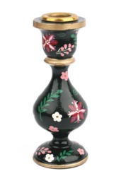 GREEN CANDLESTICK HOLDER - Hand-Painted Wooden Candle Holders 2 sizes - thumbnail 6