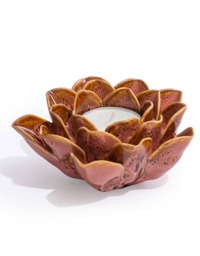 Mottled Pink Floral Ceramic Tealight Holder – 11.5cm - thumbnail 3