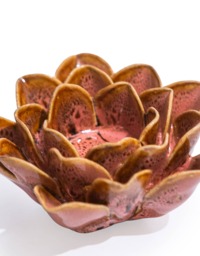 Mottled Pink Floral Ceramic Tealight Holder – 11.5cm - thumbnail 2