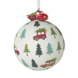 Luxury Hand Blown Glass Bauble Forest Red Car Top