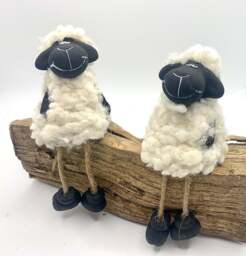 Shelf Sitting Pair of Black Face Sheep