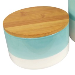 Ceramic Kitchen Canisters with Bamboo Lids – 3-Piece Set for Tea, Coffee & Sugar Storage - thumbnail 5