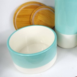 Ceramic Kitchen Canisters with Bamboo Lids – 3-Piece Set for Tea, Coffee & Sugar Storage - thumbnail 4