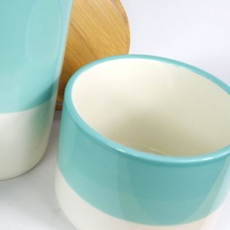 Ceramic Kitchen Canisters with Bamboo Lids – 3-Piece Set for Tea, Coffee & Sugar Storage - thumbnail 2