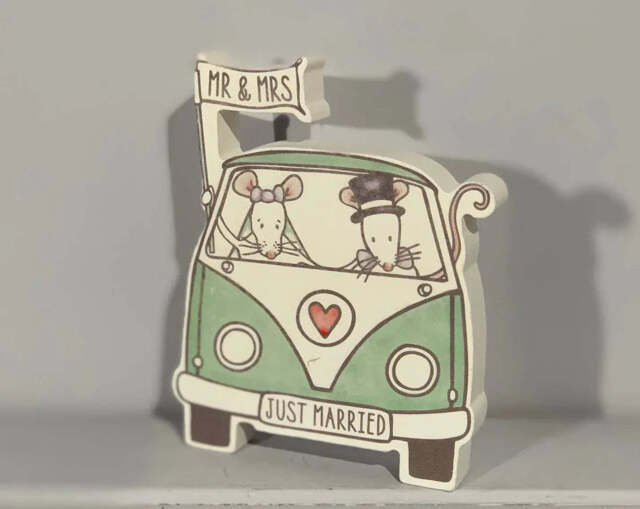 Just Married Mr & Mrs Mouse in Campervan - image 1