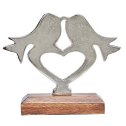 Love Birds Sculpture on a wooden plinth - Romantic Gift