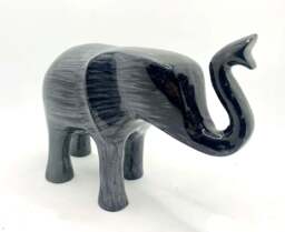 Extra Large Brushed Black Elephant Trunk Up 16cm - AluminArk Collection - thumbnail 2