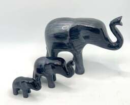 Extra Large Brushed Black Elephant Trunk Up 16cm - AluminArk Collection - thumbnail 3