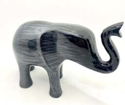 Extra Large Brushed Black Elephant Trunk Up 16cm - AluminArk Collection - thumbnail 1