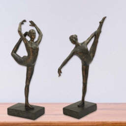Bronze Effect Ballerina Ornament – Arabesque Pose - 32cm tall - thumbnail 4