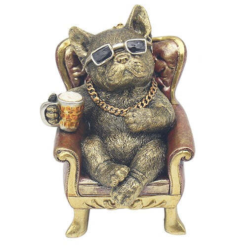 French Bulldog Ornament – Relaxing Bulldog Figurine in Armchair. - image 1