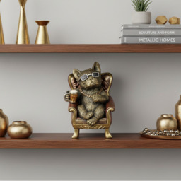French Bulldog Ornament – Relaxing Bulldog Figurine in Armchair. - thumbnail 2
