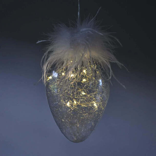 Light Up Candyfloss Glass Egg Bauble - 2 Sizes - Large