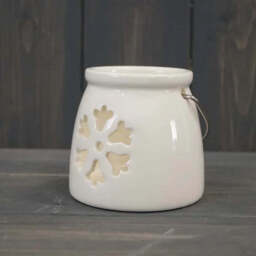 Ceramic White Candle Holder - Heart / Star - thumbnail 3