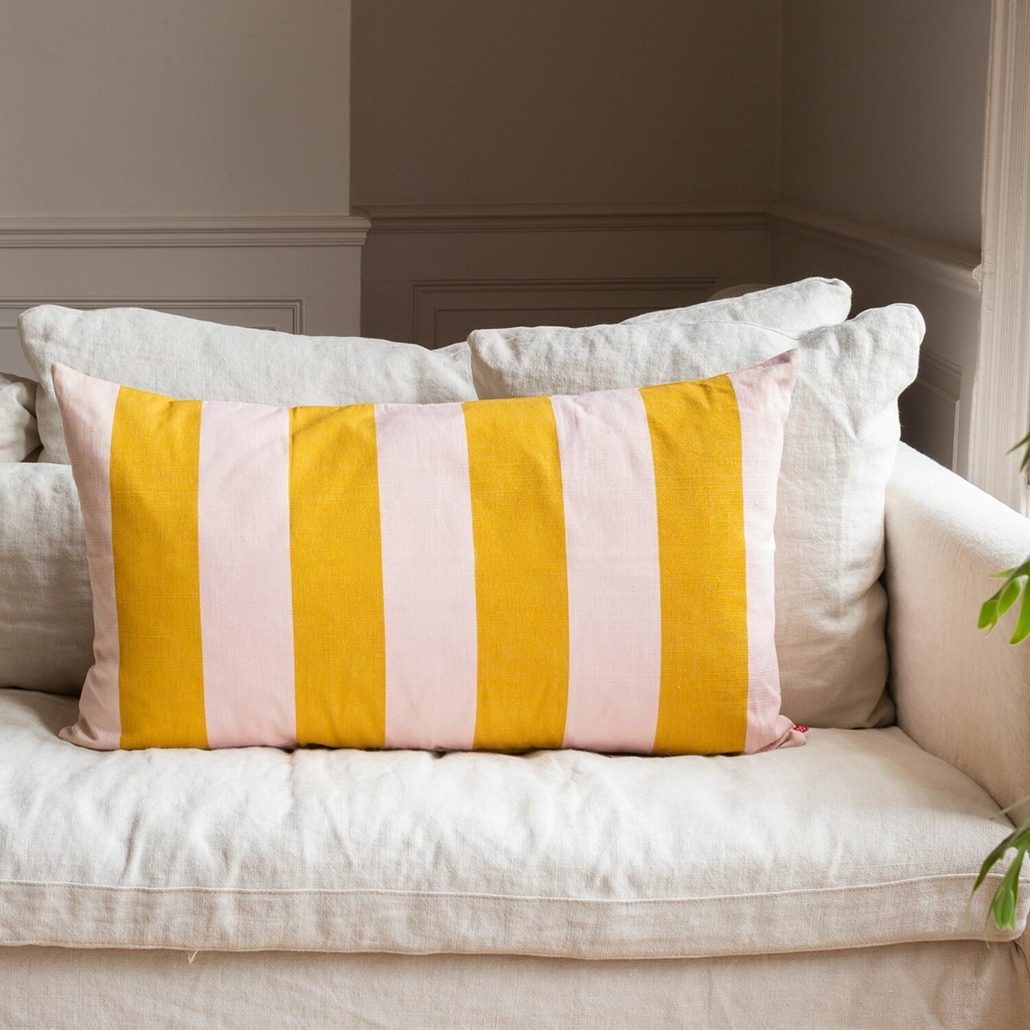 Graham and Green Pink and Yellow Stripe Cushion
