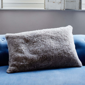 Taupe Curly Sheepskin Rectangular Cushion