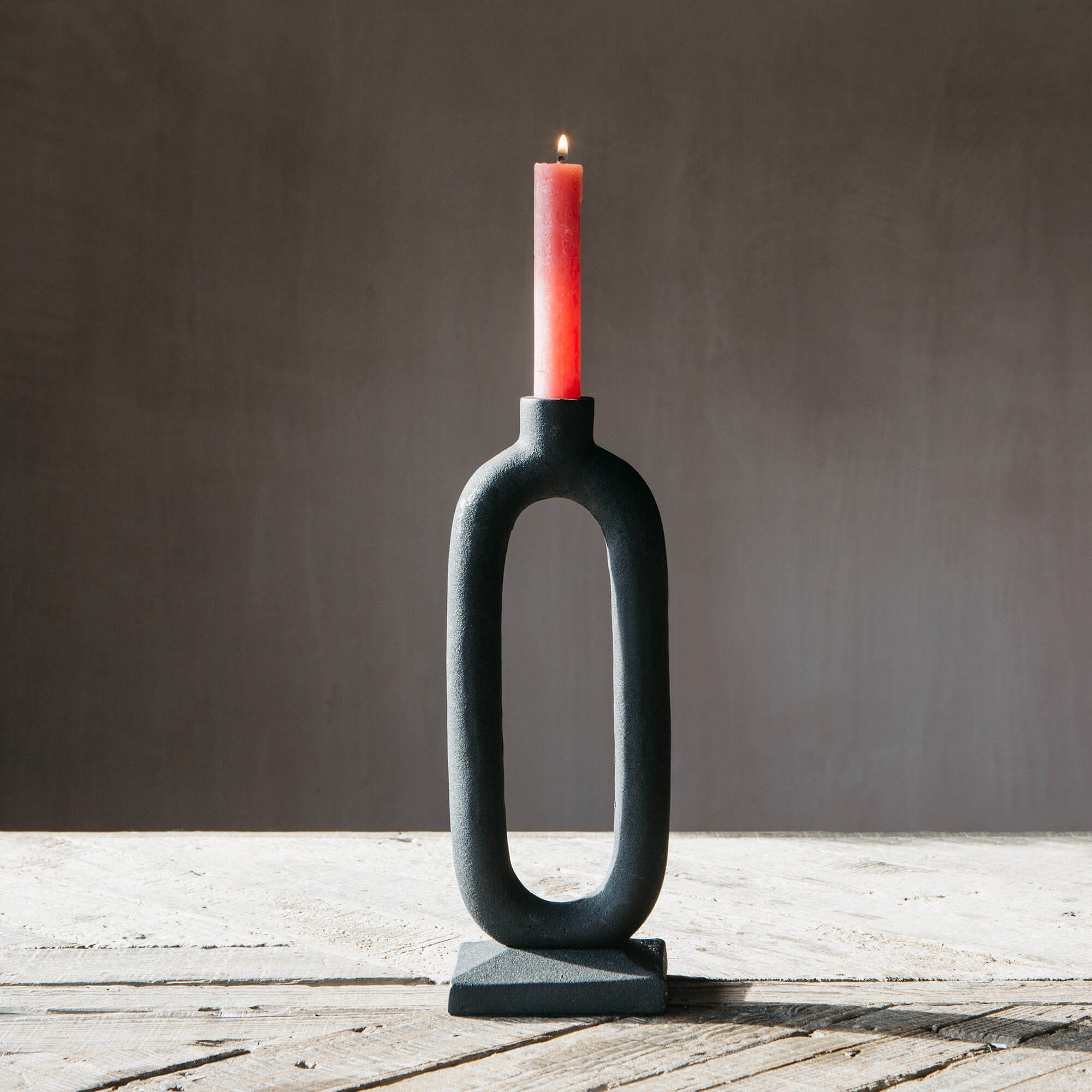 Black Oval Candle Holder - image 1
