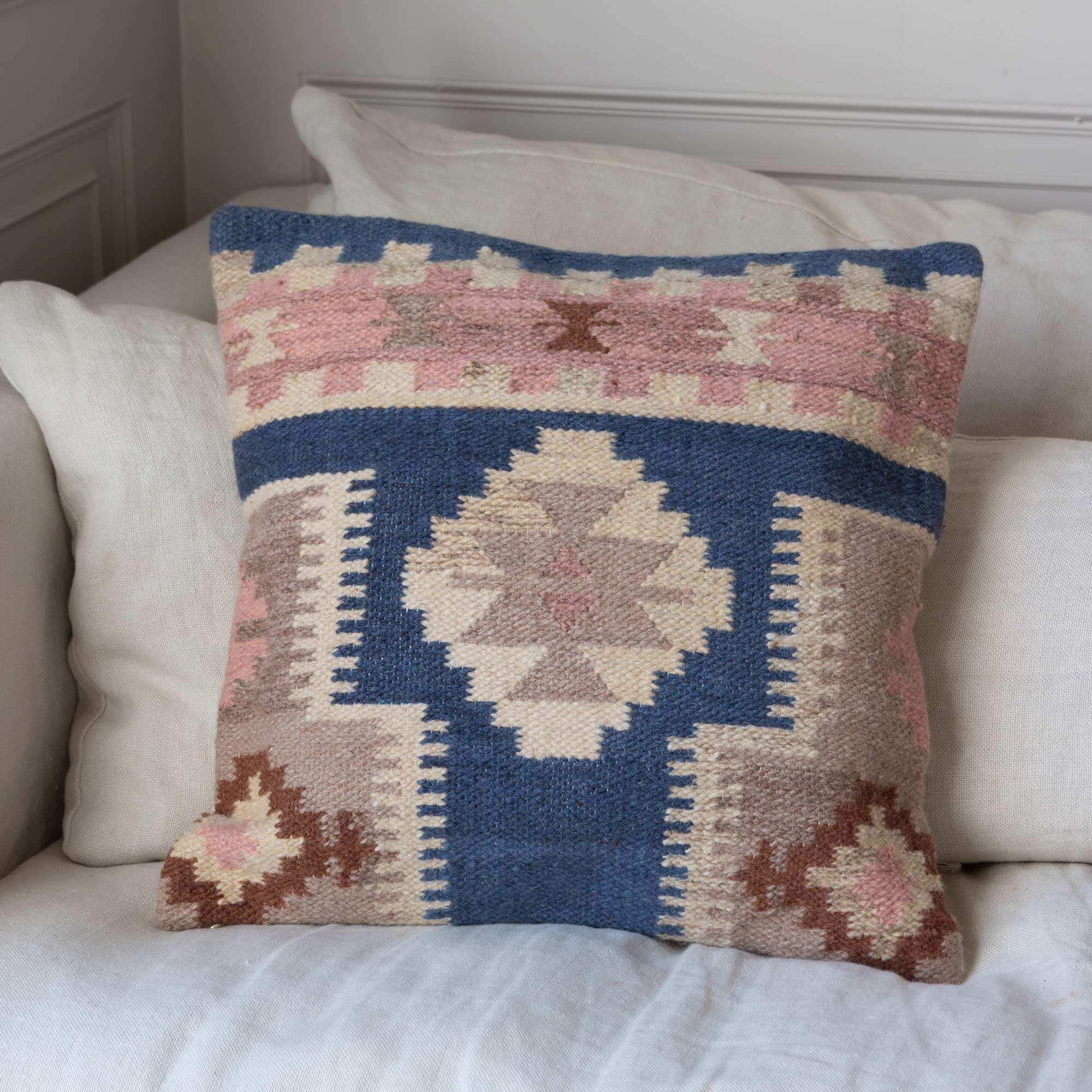 Graham and Green Asmee Square Blue Cushion
