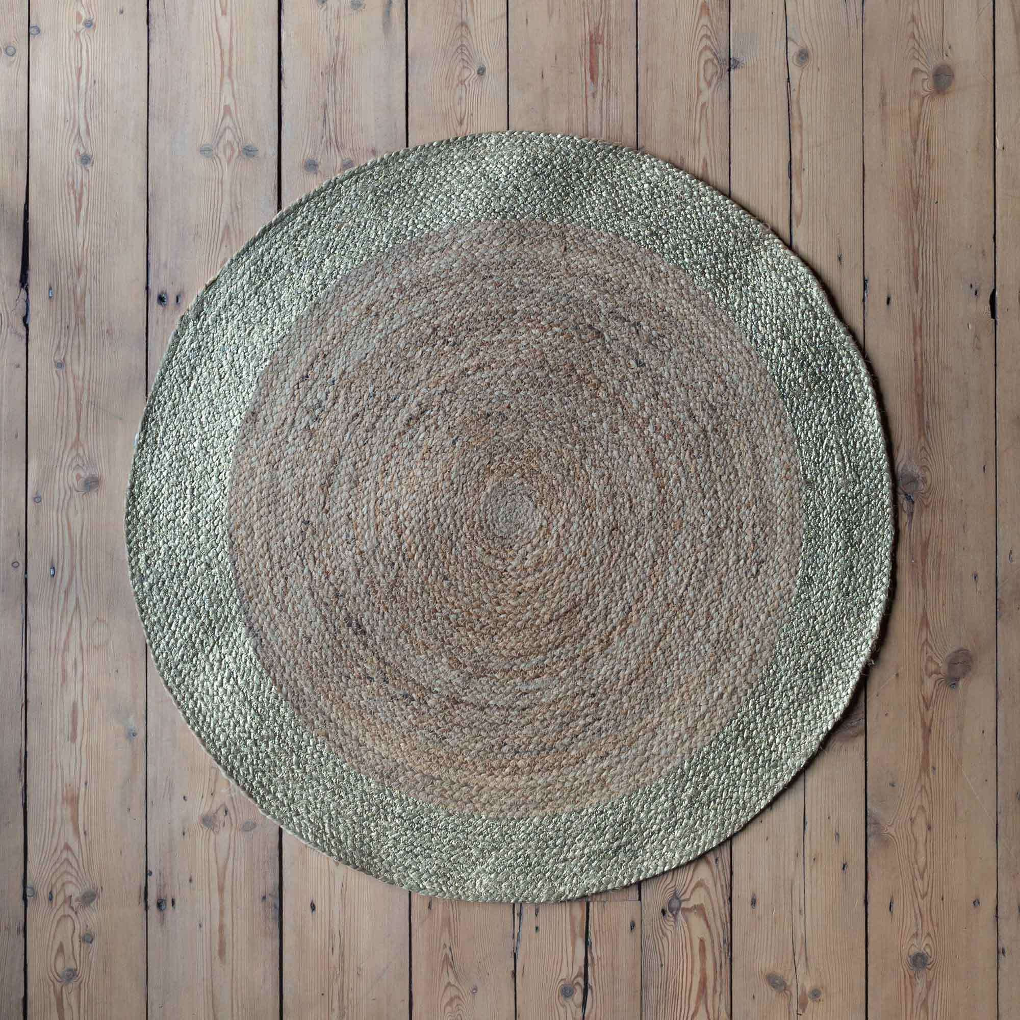 Graham and Green Small Round Braided Gold Rug