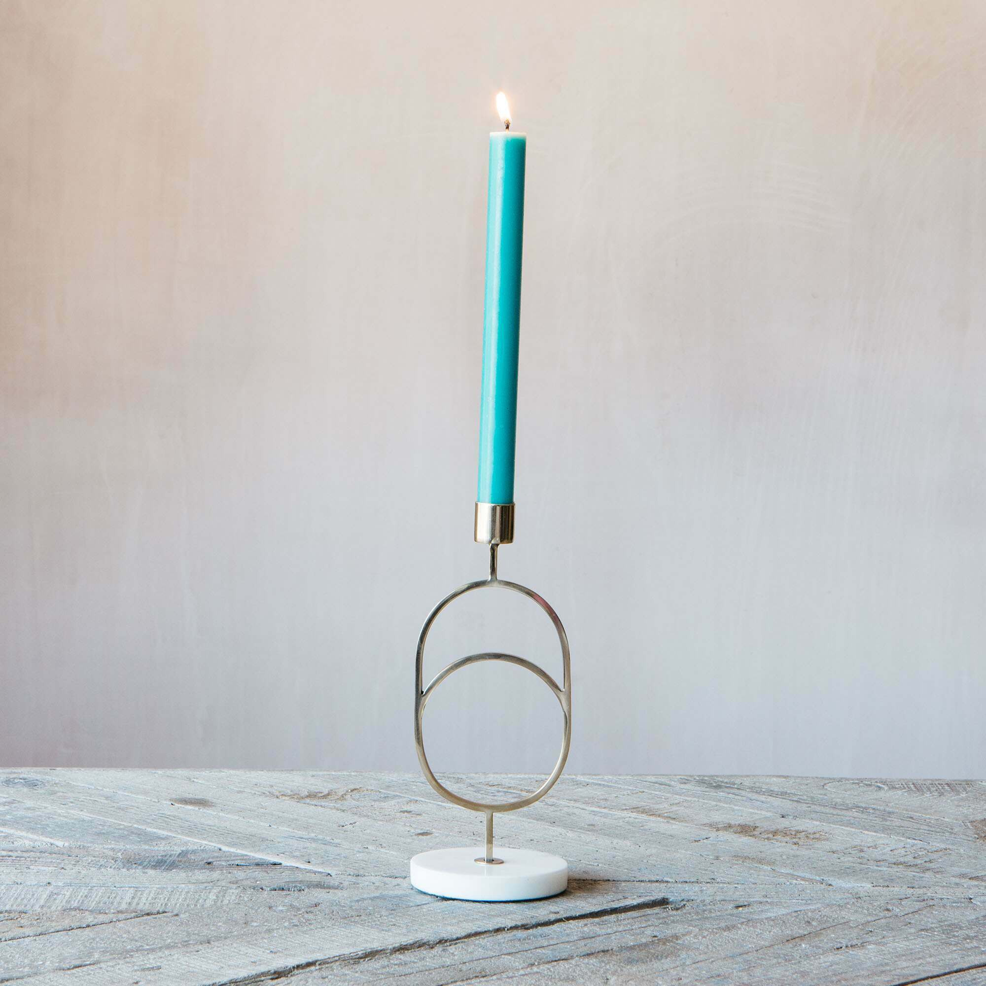 Graham and Green Layla Brass and Marble Candle Holder