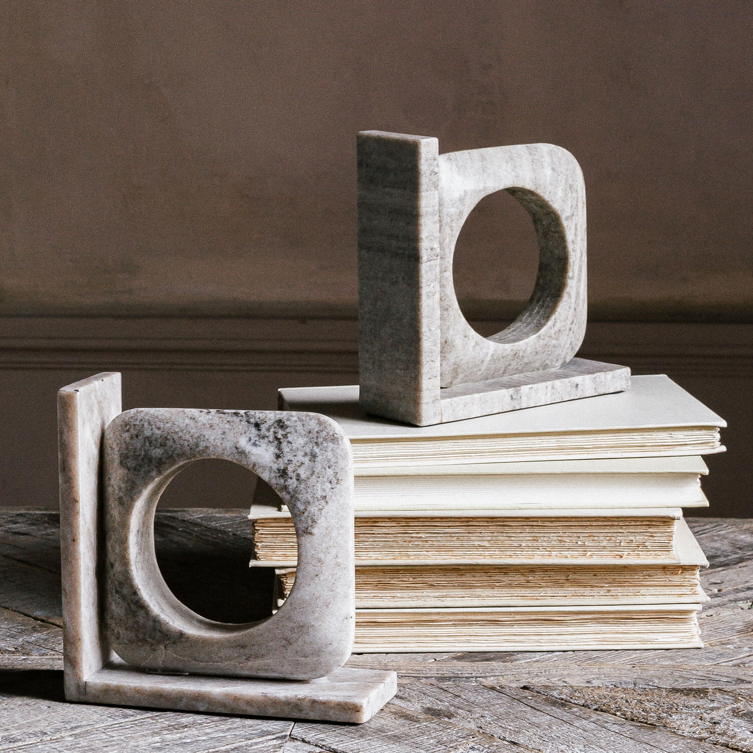 Graham and Green Brown Marble Bookends - image 1