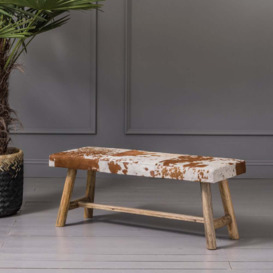 Graham and Green Tan and White Cowhide Bench