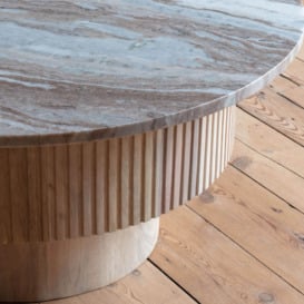 Isla Low Round Marble Coffee Table - thumbnail 3