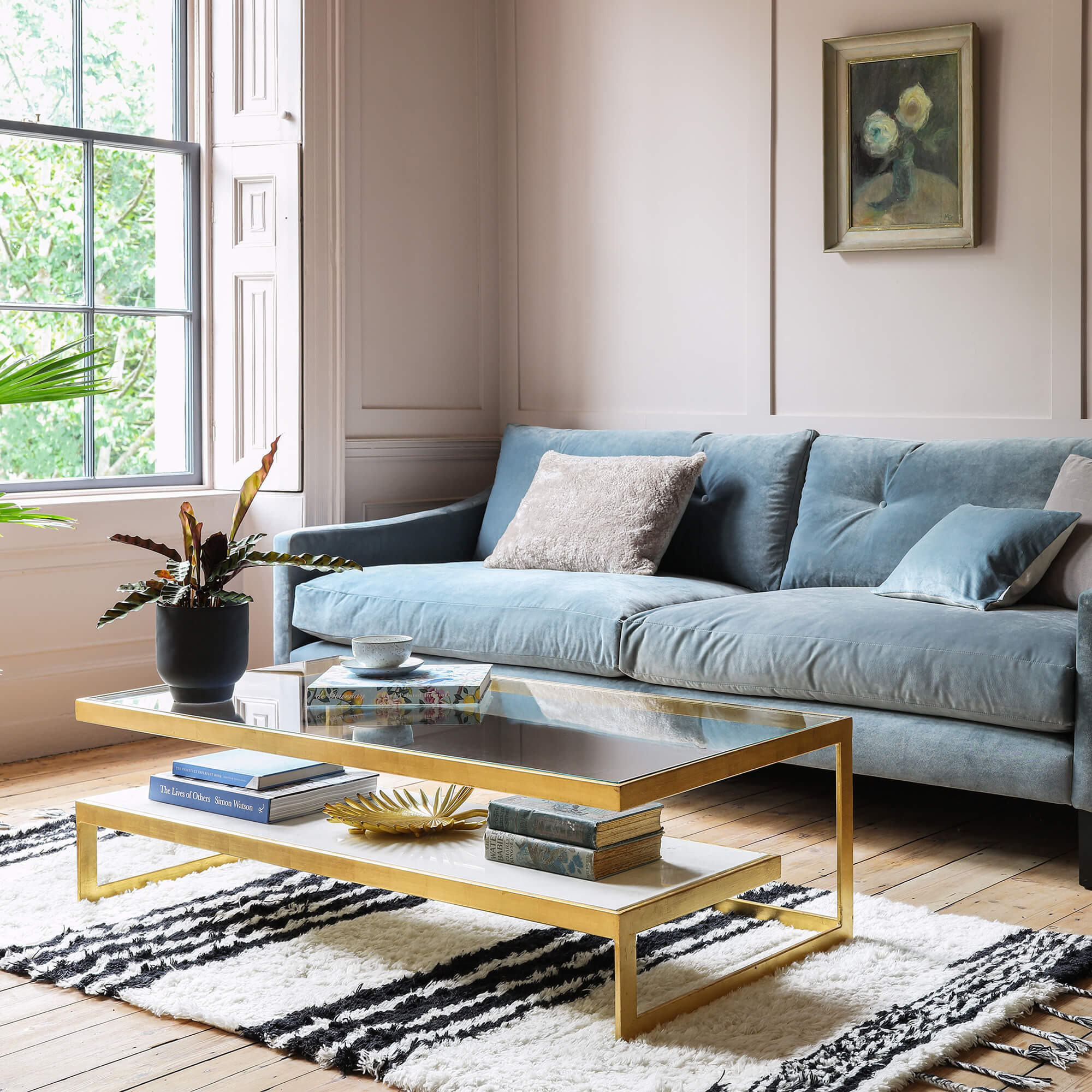 Graham and Green Estere Gold and Marble Coffee Table