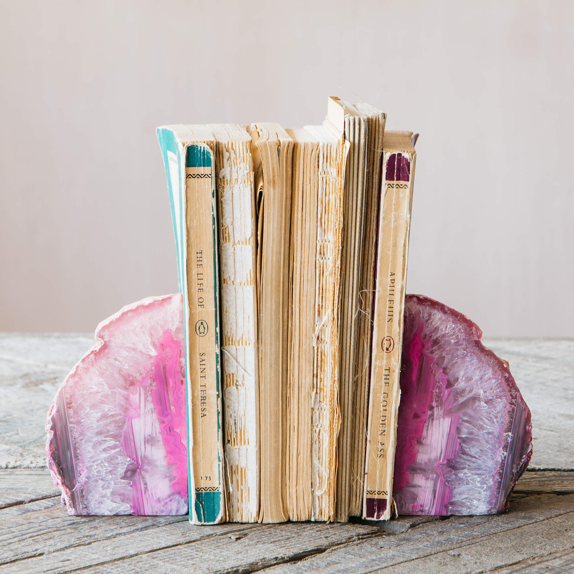 Graham and Green Pink Agate Bookends