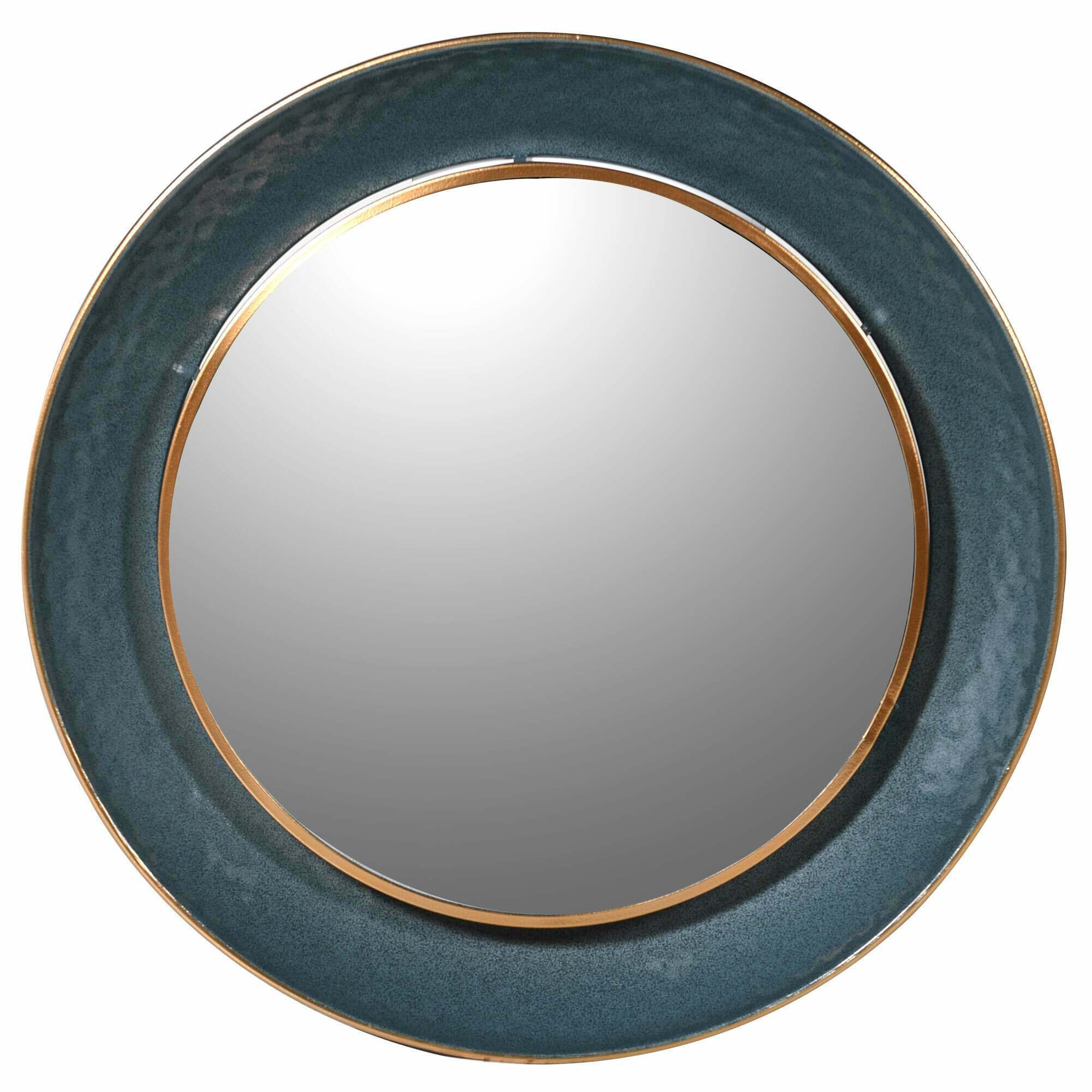 Large Round Teal Mirror - image 1
