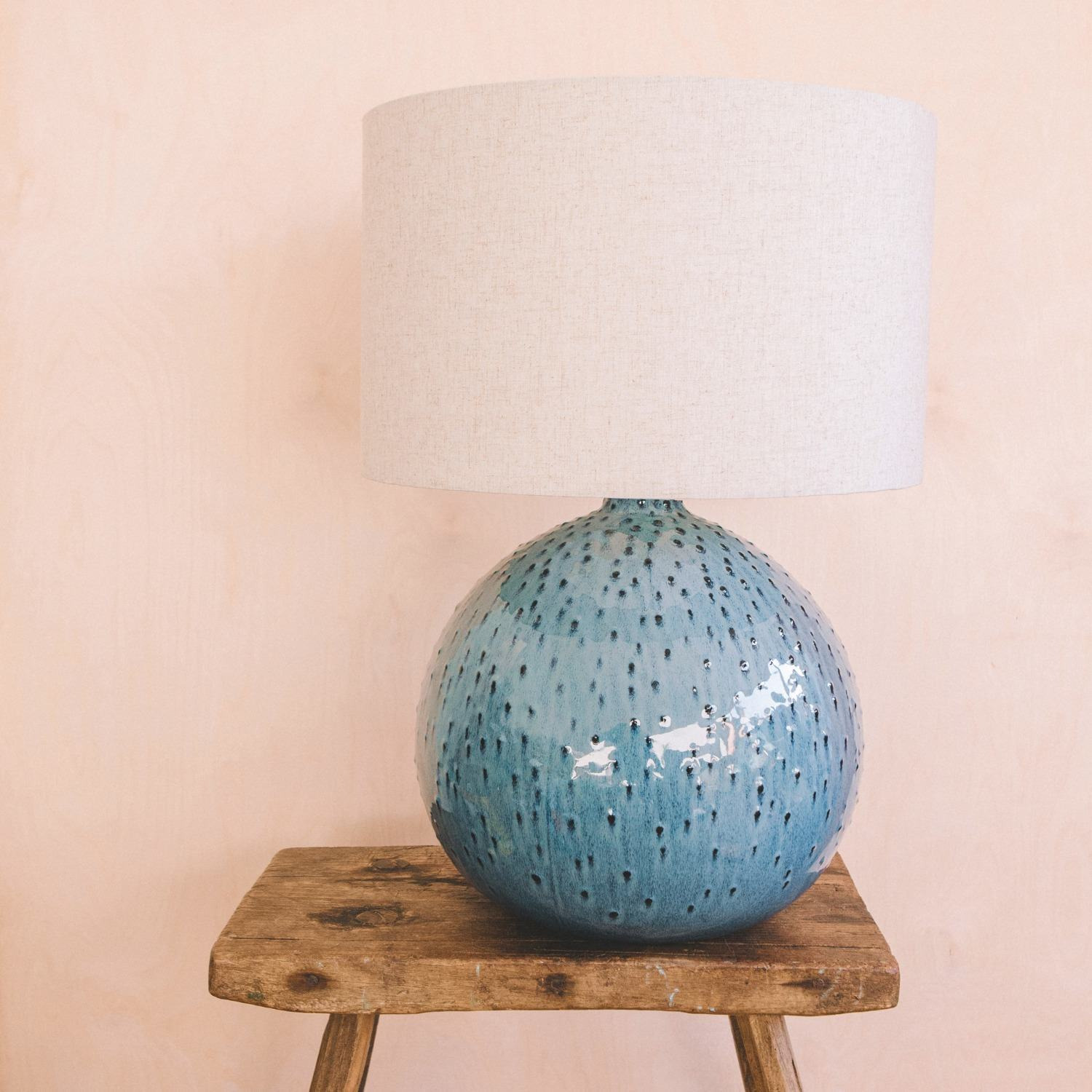 Graham and Green Blue Dot Ceramic Lamp with Shade