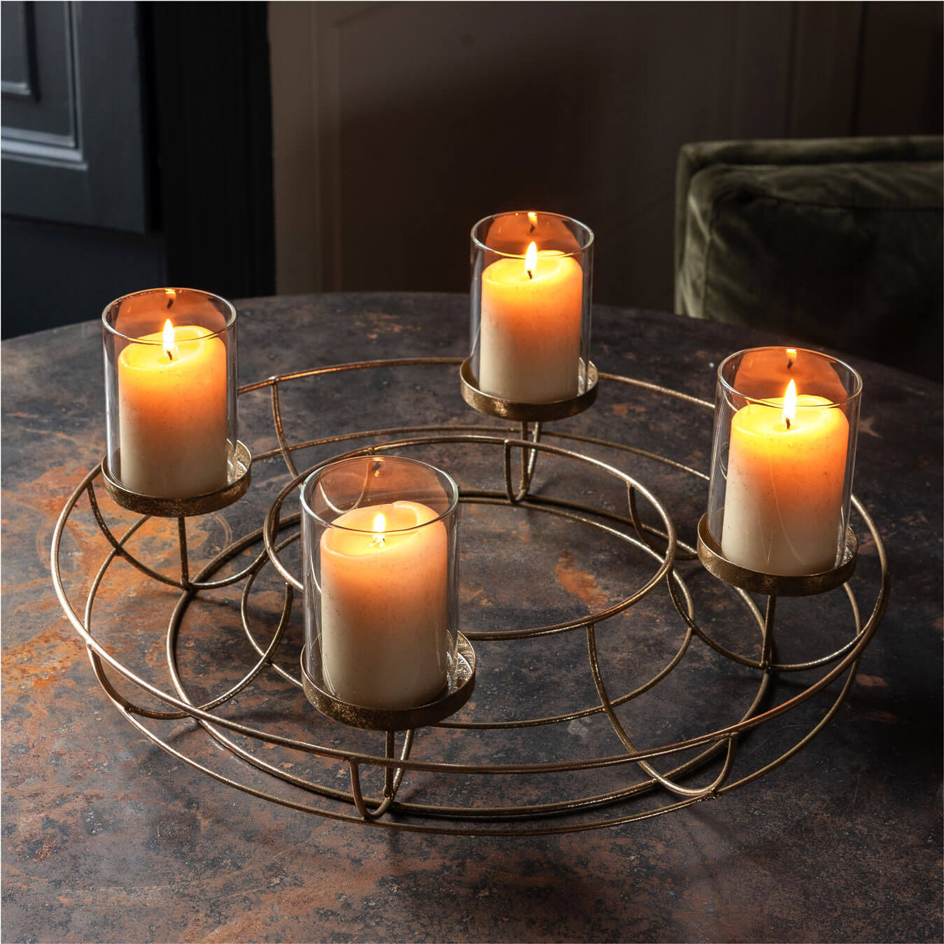 Gold Wreath Candle Holder - image 1