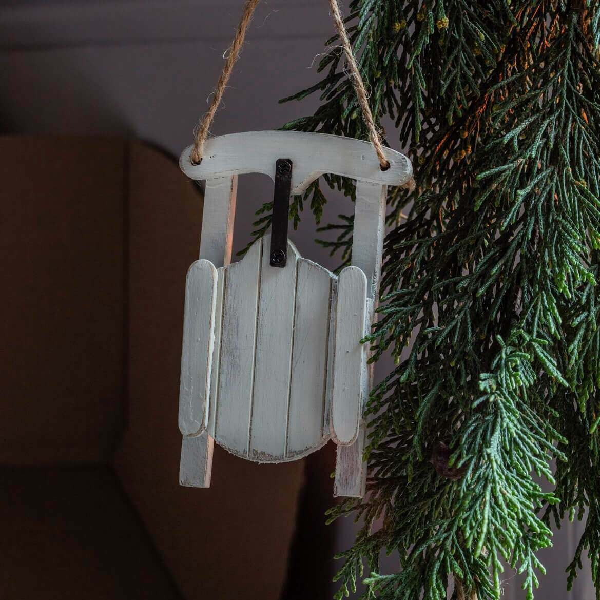 Graham and Green Rustic Sledge Christmas Tree Decoration