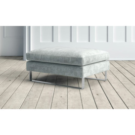 Graham and Green New York Footstool in Silver Birch Luxe Chenille