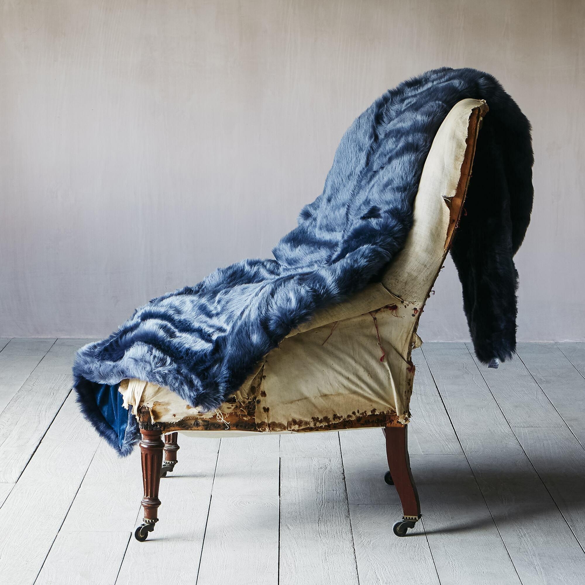 Graham and Green Midnight Blue Faux Fur Throw